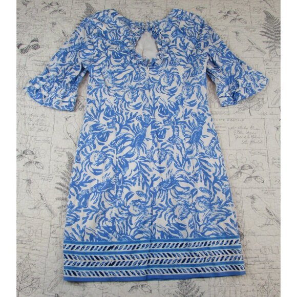 EUC Lilly Pulitzer Resort Fiesta Crab/Lobster Stretch Poplin Resort Mini Dress 2 - Picture 8 of 12